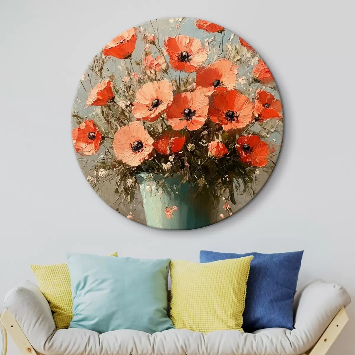 Quadri rotondi Bouquet di papaveri rossi r42492