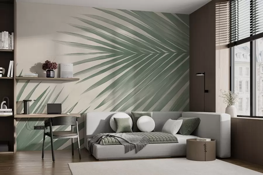 Carta da parati Tropici della Foresta Foglie di palma astratte verdi n. w08653