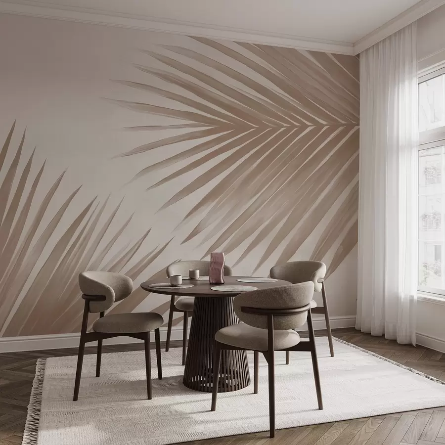 Carta da parati Tropici della Foresta Foglie di palma astratte beige n. w08653v1