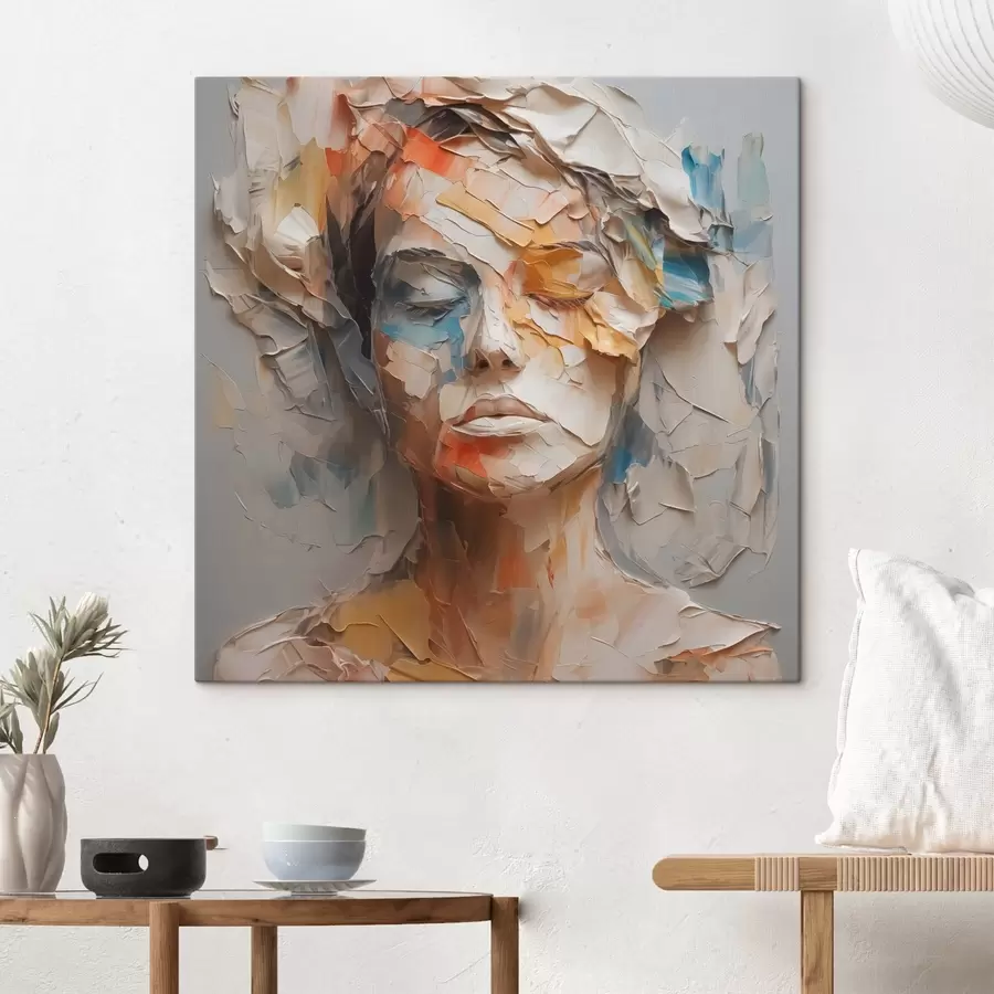 carta da parati Ritratto astratto di una ragazza imitazione di pennellate nr. s42587