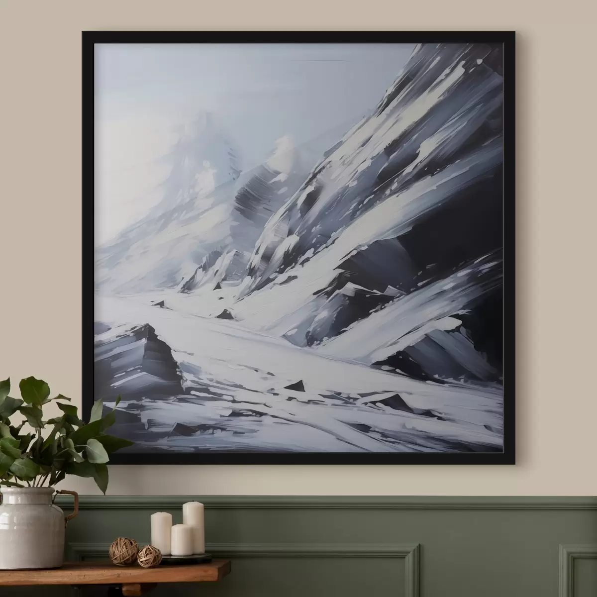 Poster Le rocce innevate imitano le pennellate di un dipinto f42585