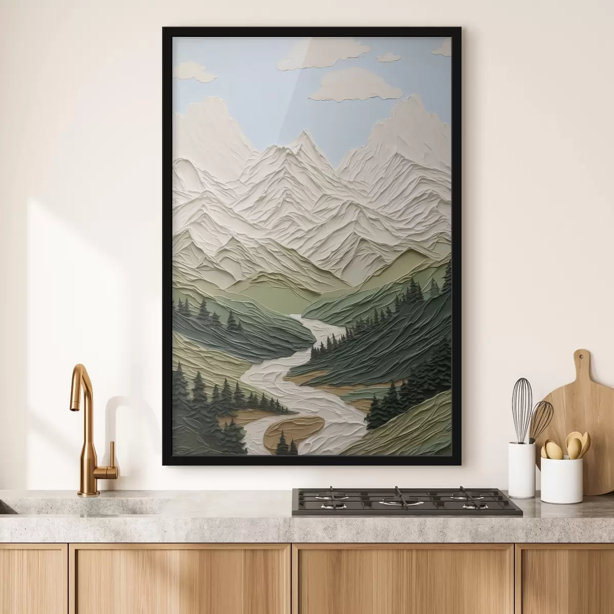 Poster Pennellate di imitazione del paesaggio montano f42590