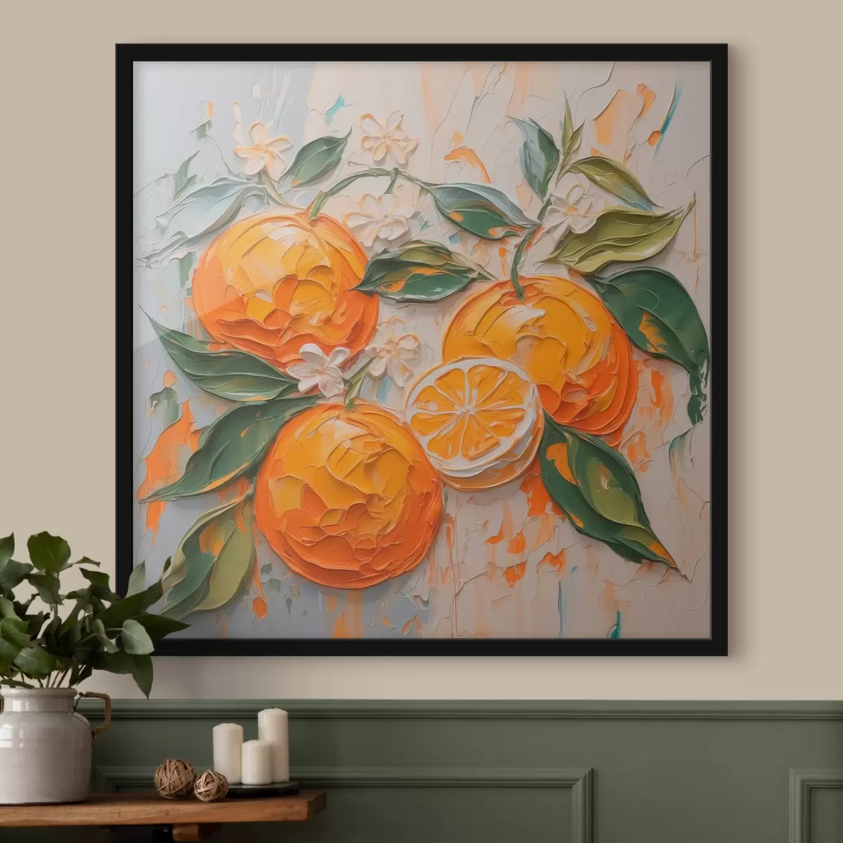 Poster Arance pennellate astratte di imitazione f42591