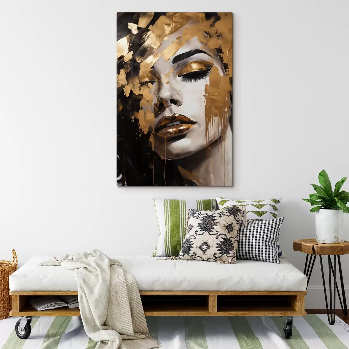 carta da parati Un ritratto astratto di donna con ricche pennellate dai toni caldi, che creano un'immagine vibrante e drammatica. nr. s42619