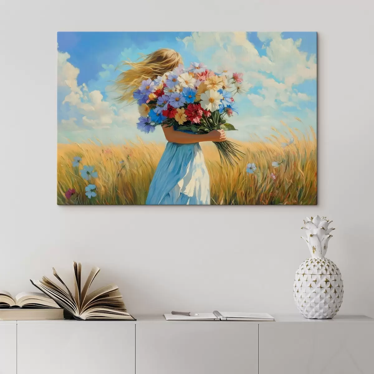 carta da parati Ragazza con fiori di campo nr. s42599