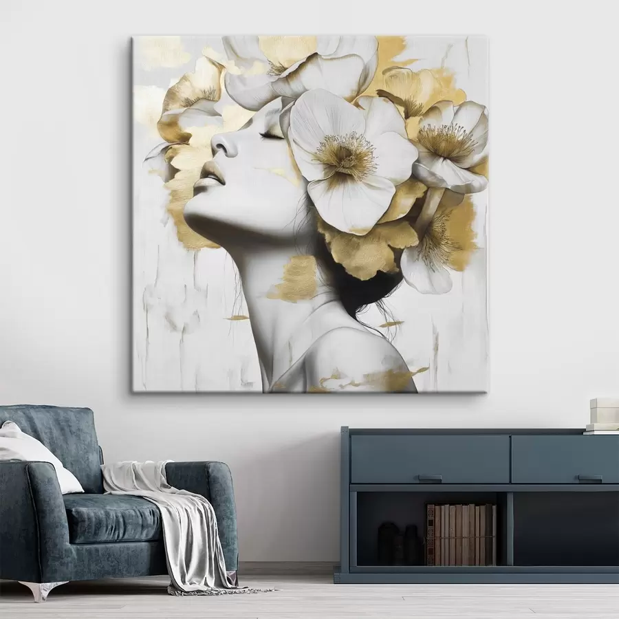 carta da parati Una ragazza con i fiori in testa nr. s42606