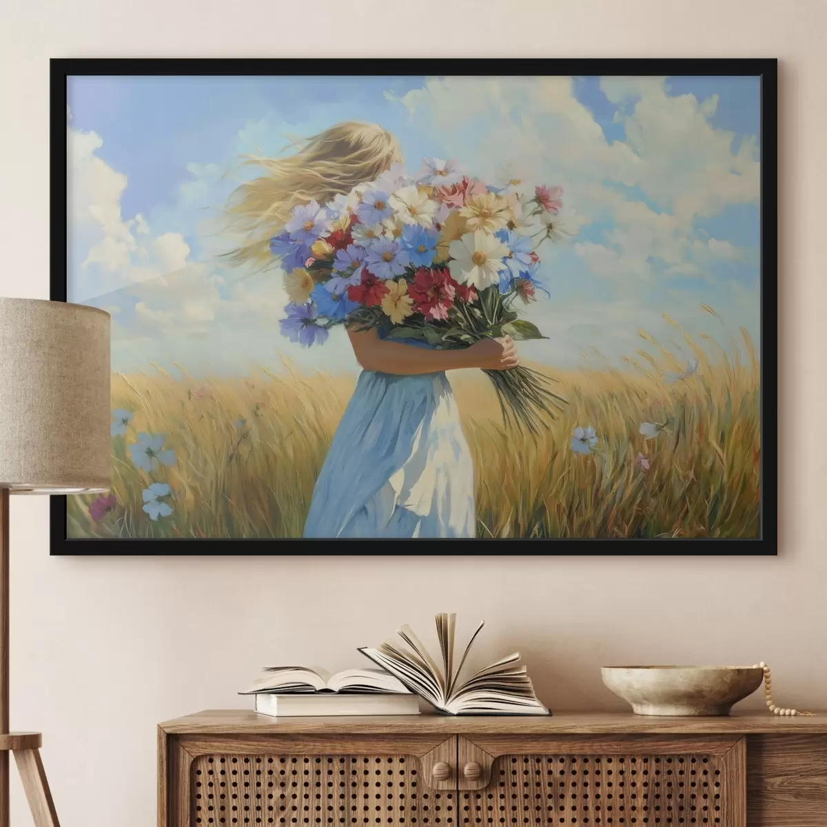 Poster Ragazza con fiori di campo f42599