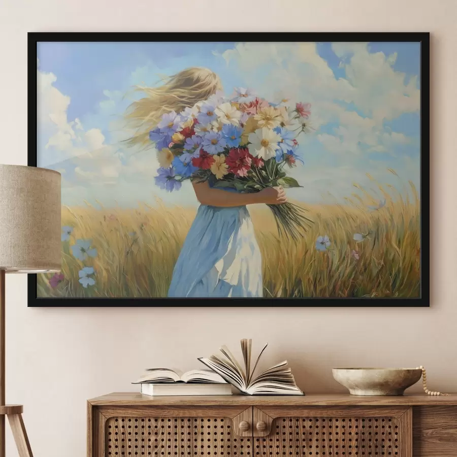 carta da parati Ragazza con fiori di campo nr. f42599