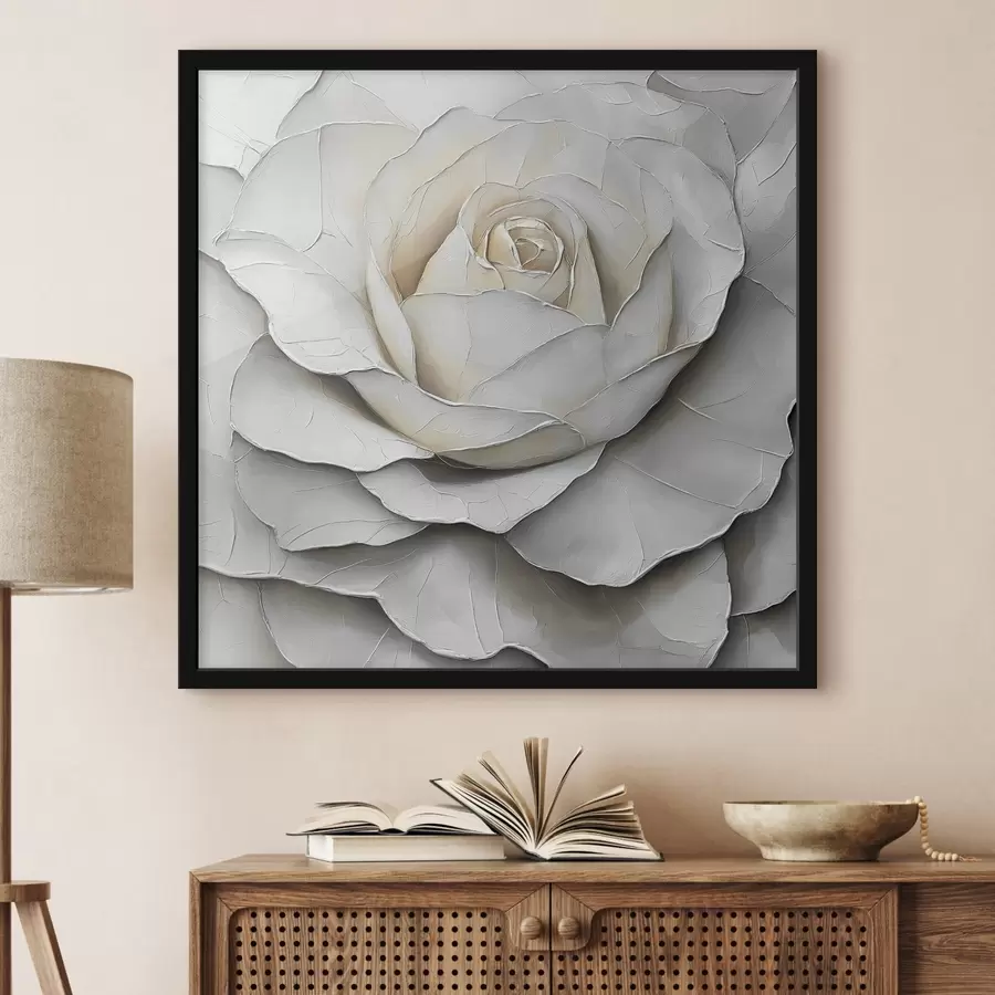 carta da parati Rosa bianca nello stile della pittura a olio nr. f42603