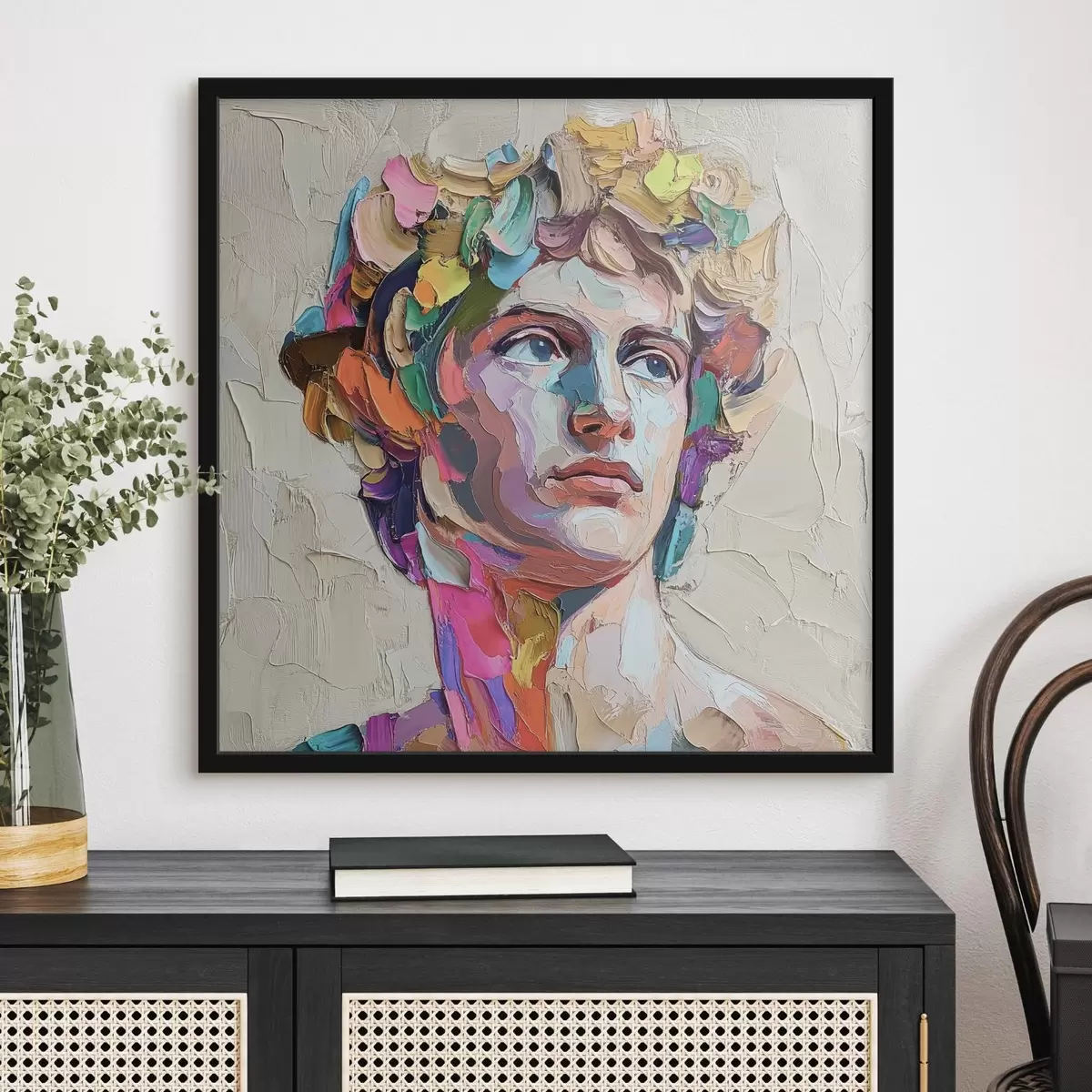 Poster Testa di Davide con tratti multicolori f42607