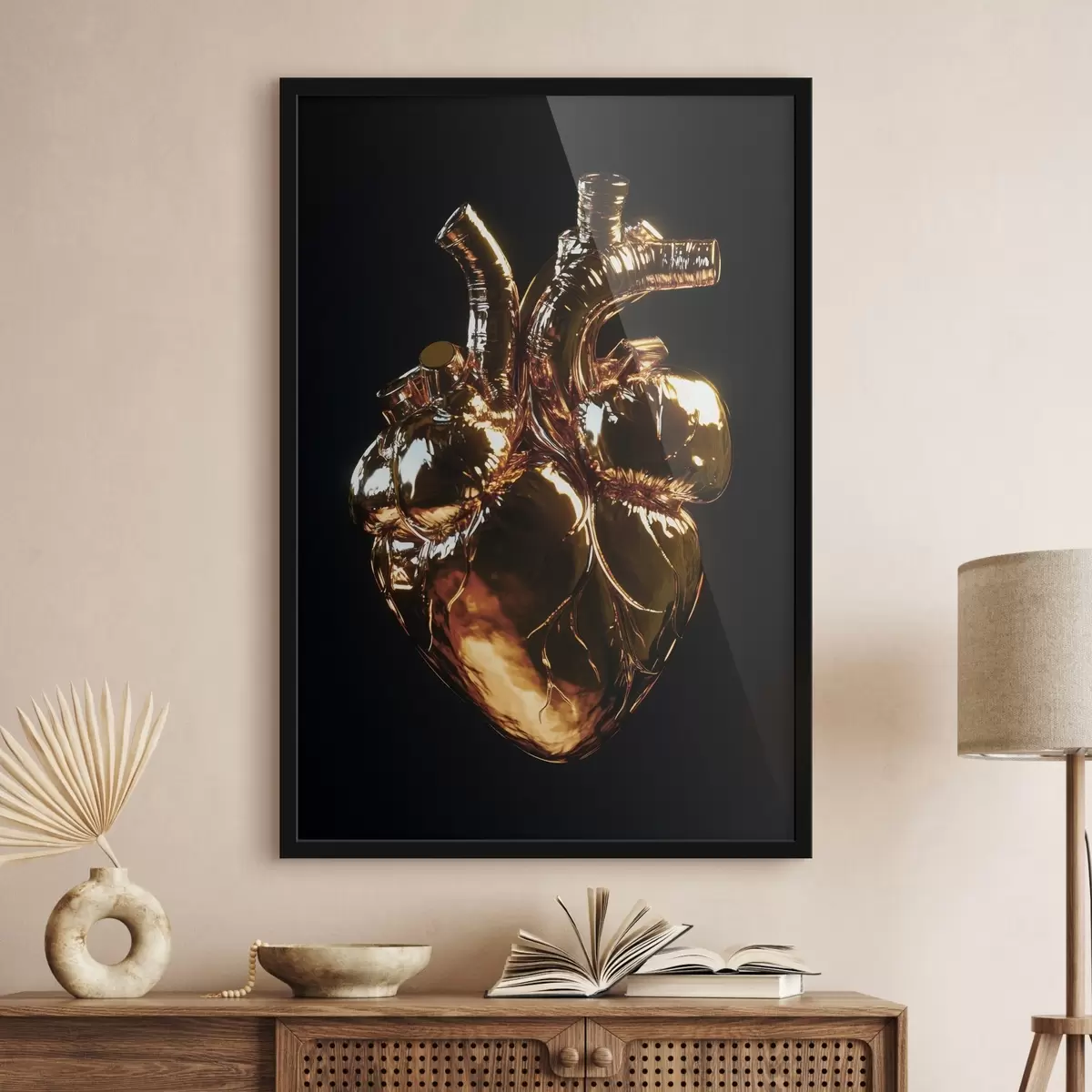 Poster Cuore anatomico con una lucentezza calda e brillante f42610