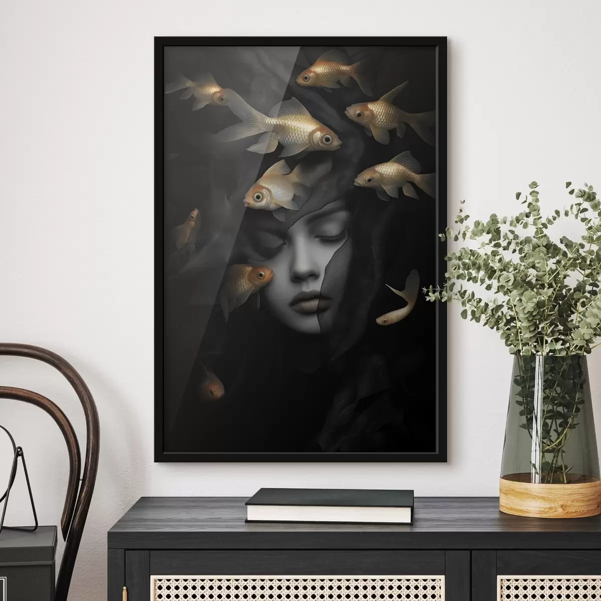 Poster Ragazza e pesce rosso f42612