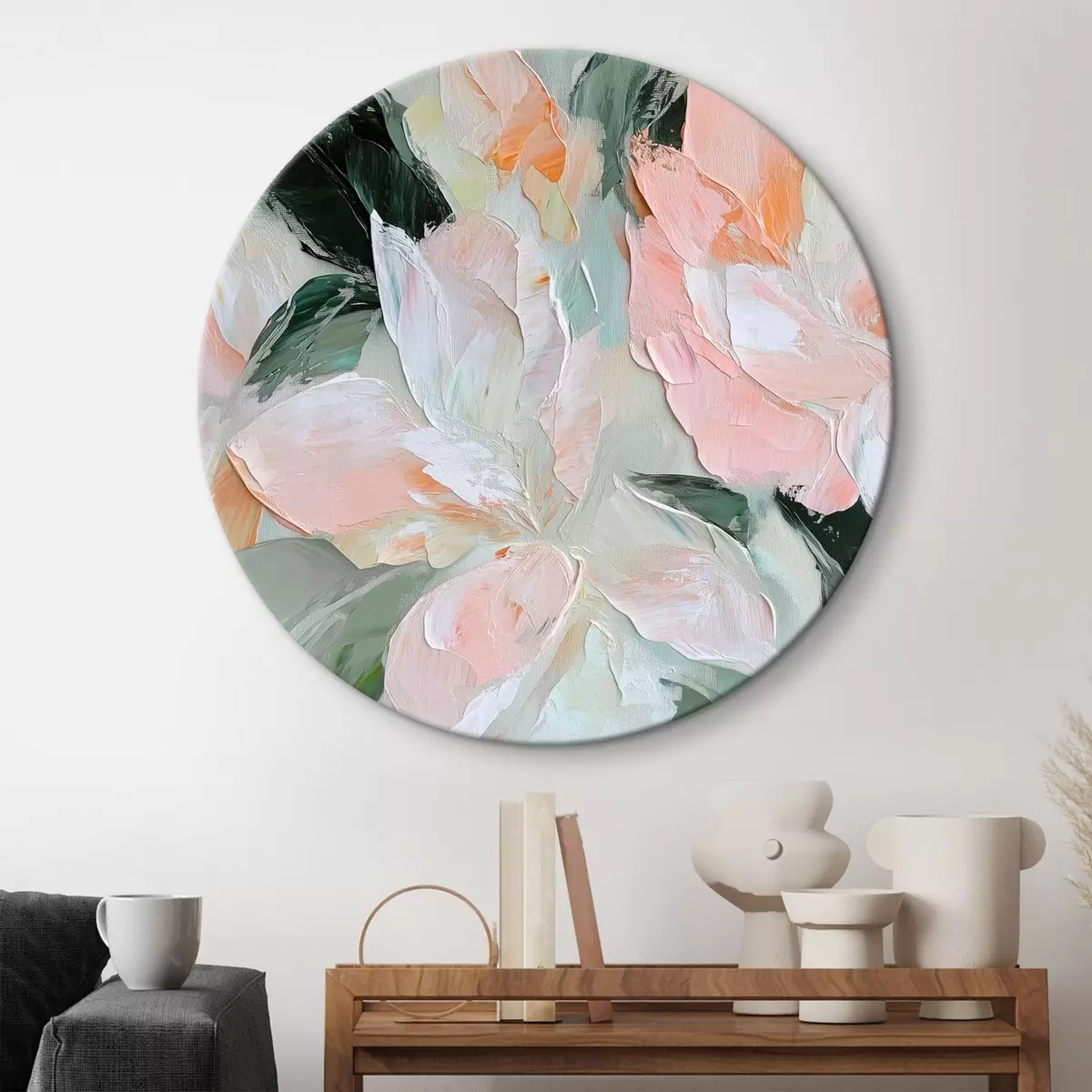 Quadri rotondi Fiori astratti nello stile della pittura ad olio r42601