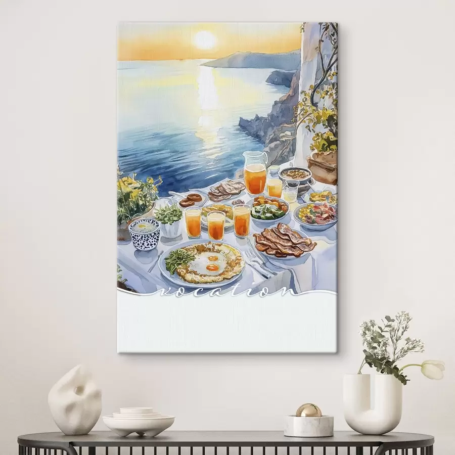 carta da parati Vocazione romantica in Grecia, stile acquerello, colazione, alba nr. s42453