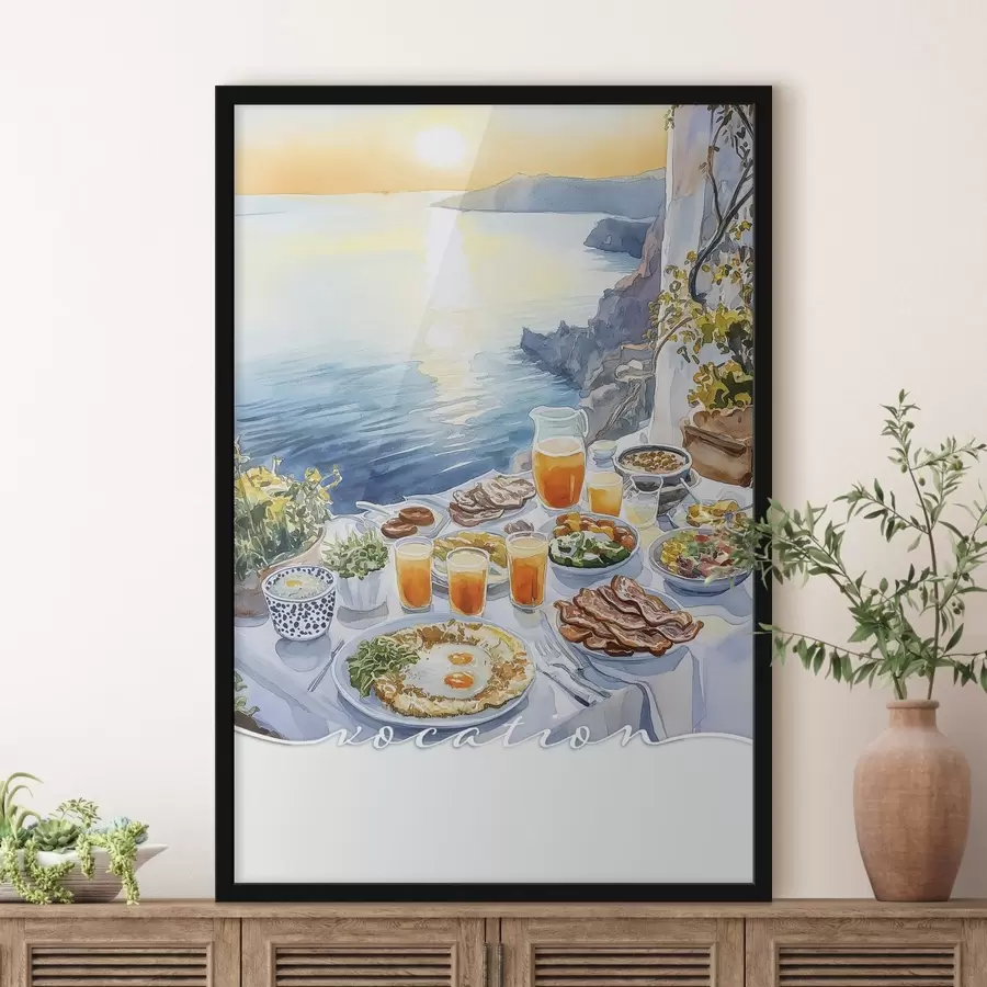 carta da parati Vocazione romantica in Grecia, stile acquerello, colazione, alba nr. f42453