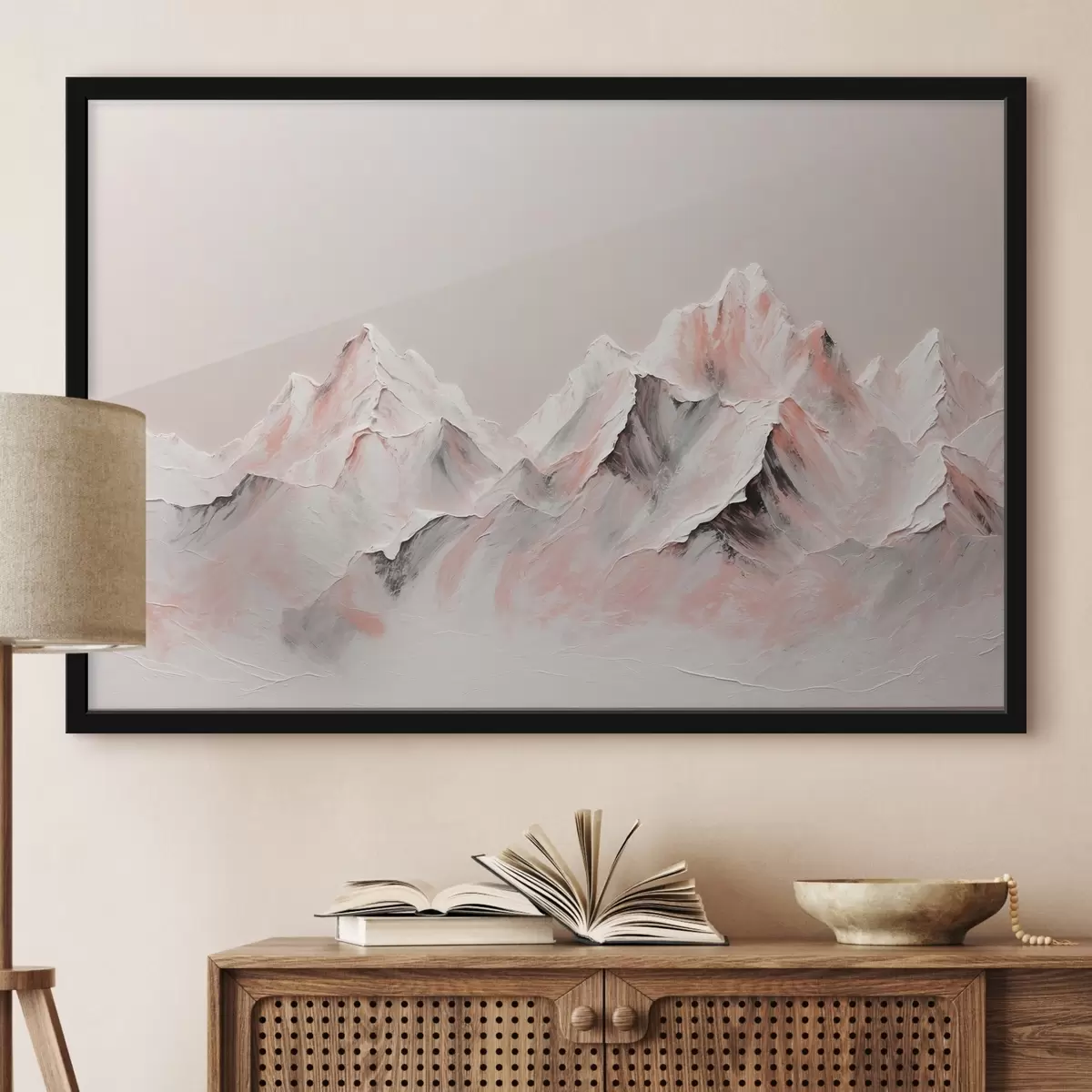 Poster Montagne su sfondo bianco in stile pittura ad olio f42515
