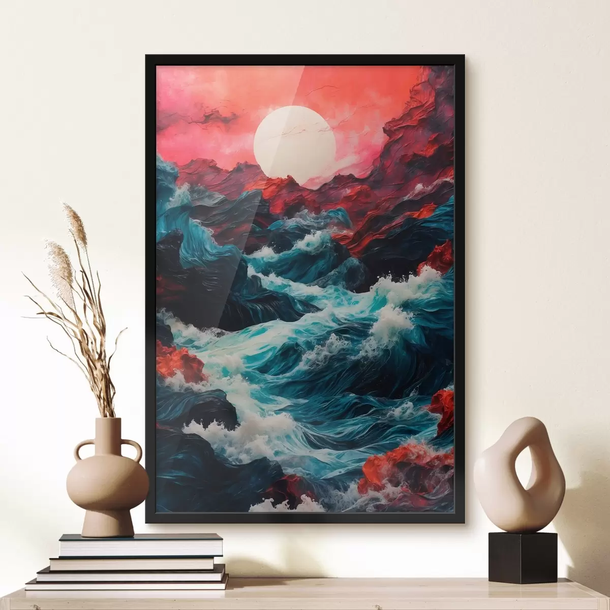 Poster Mare in tempesta e sole bianco f42519