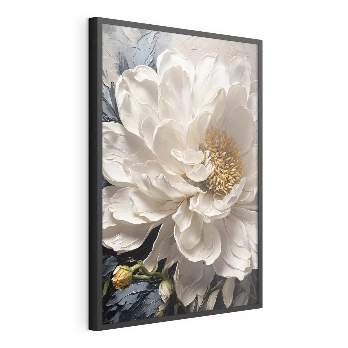 Poster Fiore bianco su sfondo blu-beige f42523