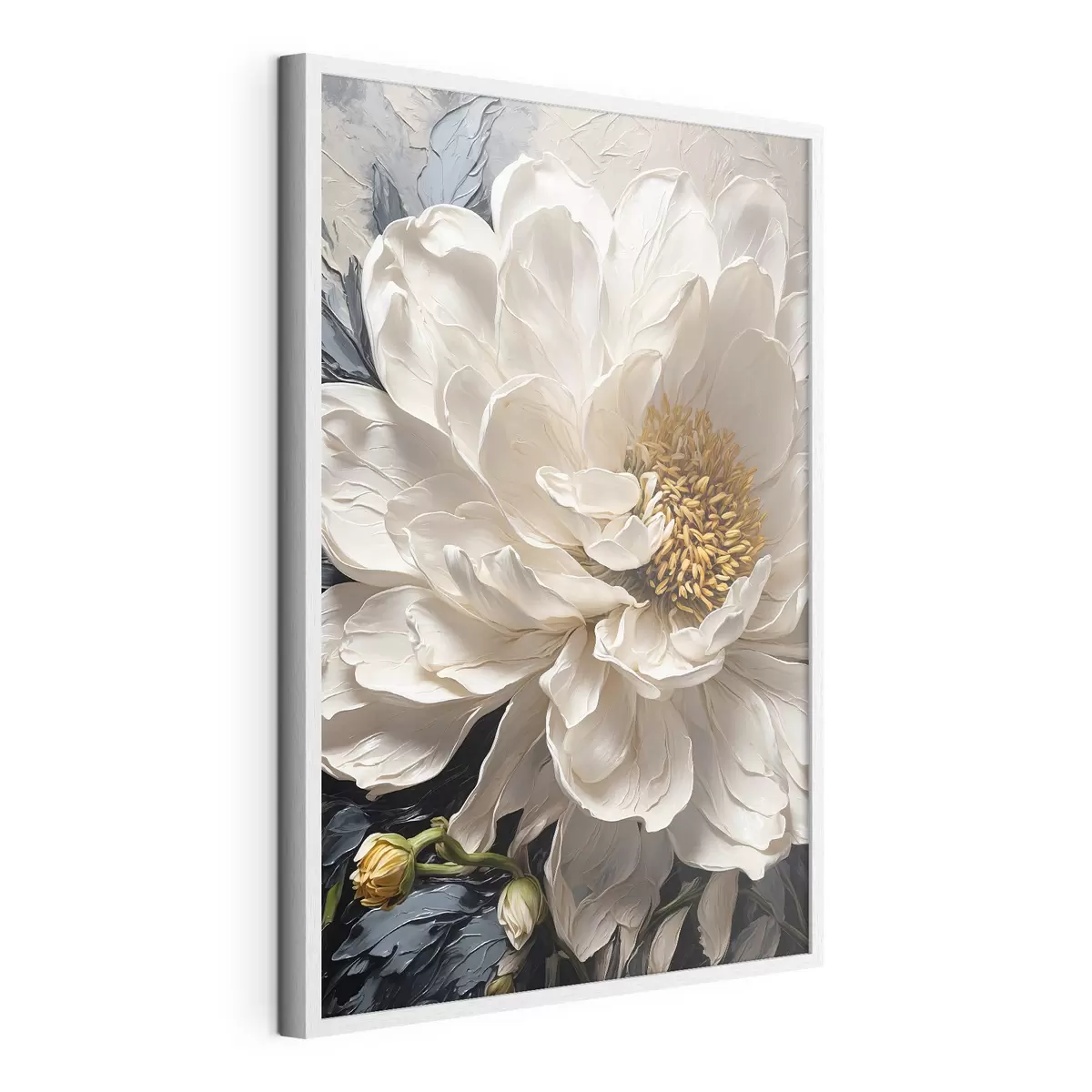 Poster Fiore bianco su sfondo blu-beige f42523