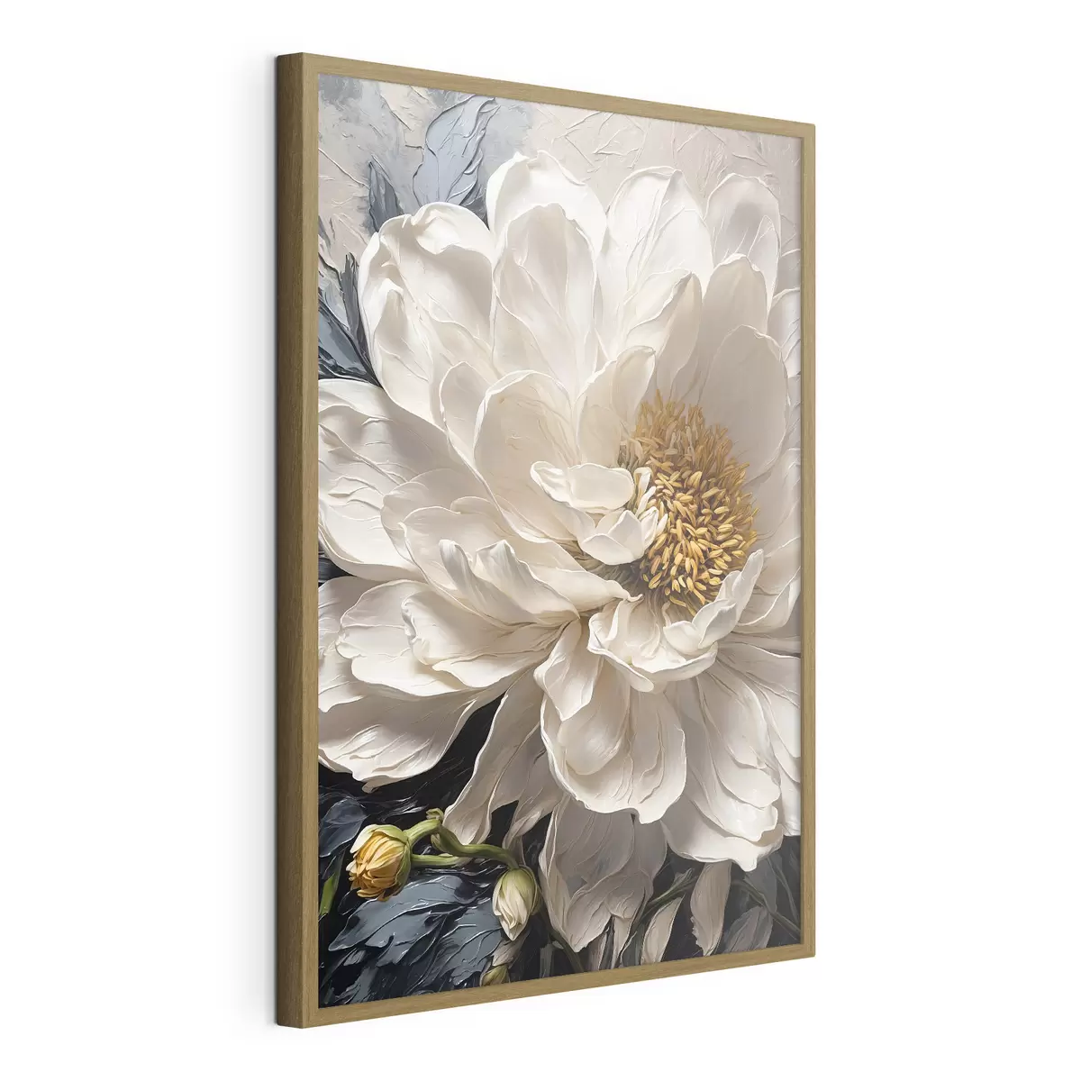 Poster Fiore bianco su sfondo blu-beige f42523