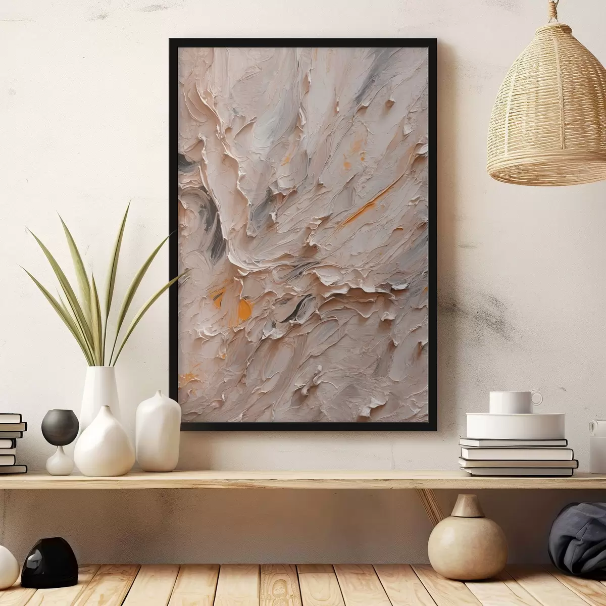 Poster Pittura astratta con colori neri e gialli in stile pittura ad olio f42526