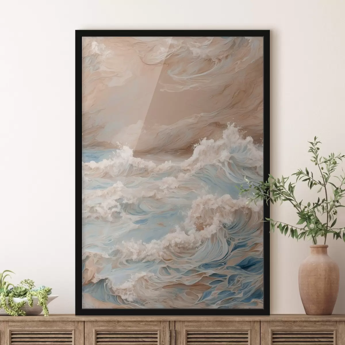 Poster Mare impetuoso astratto in stile pittura ad olio f42539