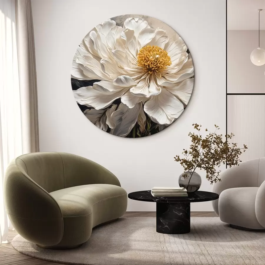 carta da parati Fiore bianco su sfondo nero e beige nr. r42522