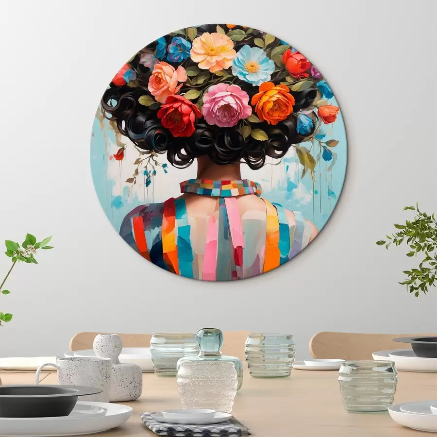 carta da parati Ragazza in abito colorato e fiori nr. r42524