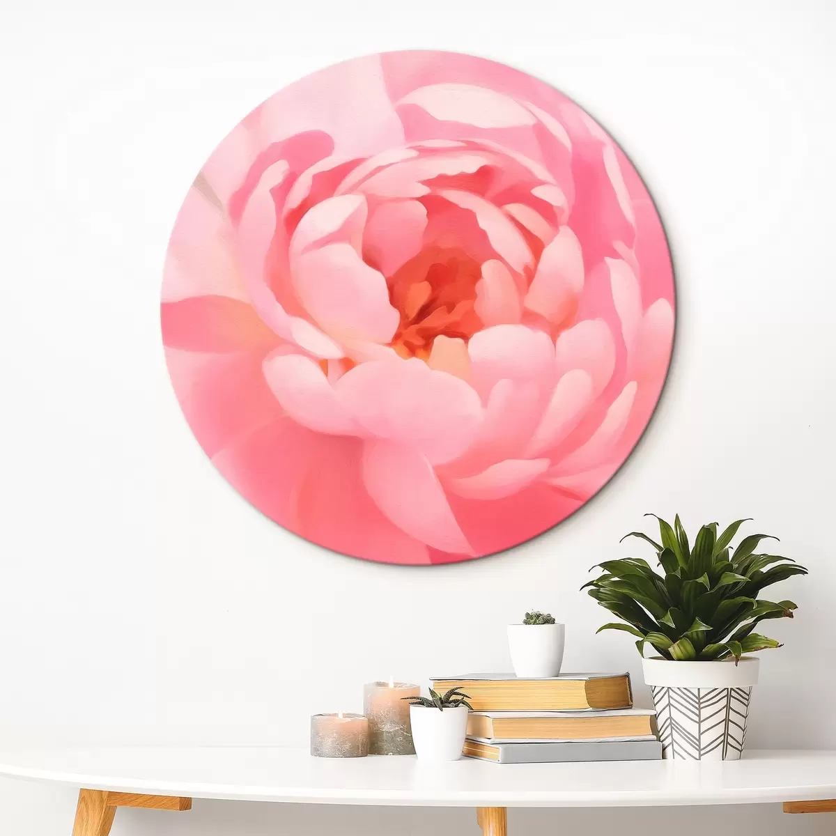 Quadri rotondi Peonia rosa grande r42639