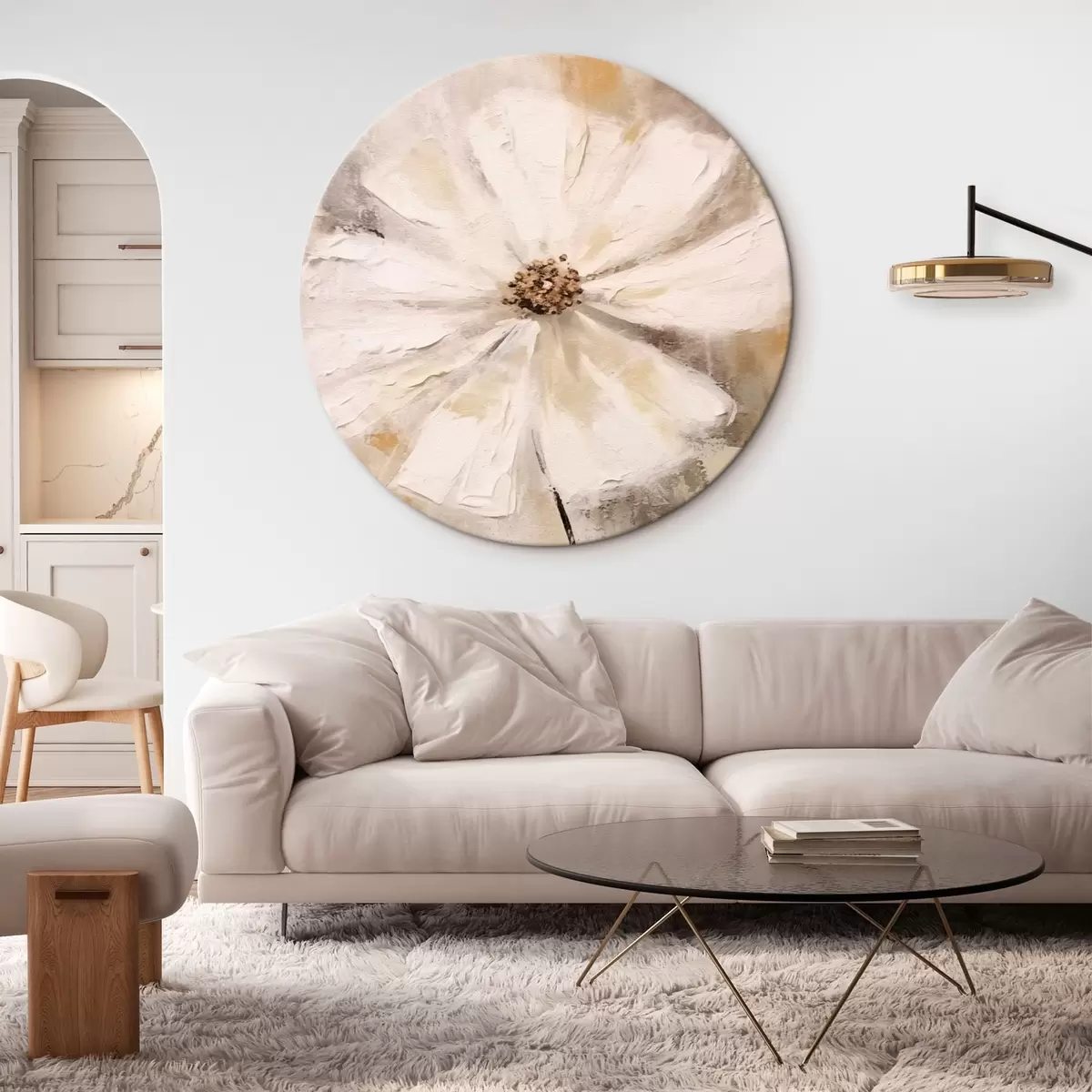 Quadri rotondi Tendenza fiore bianco r42640