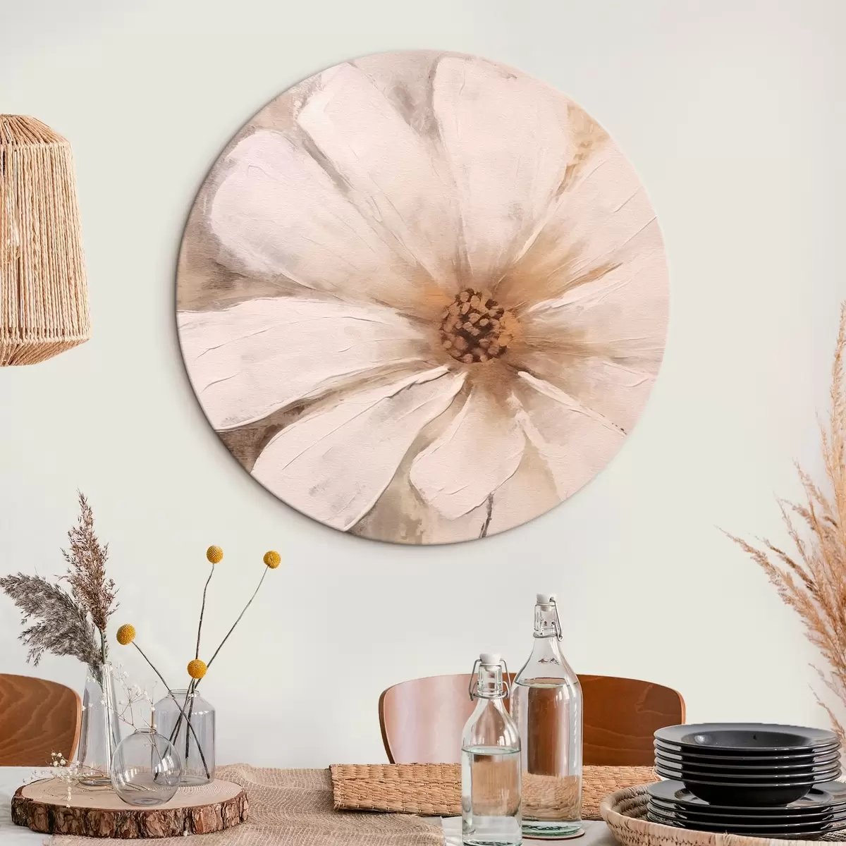 Quadri rotondi Grande fiore bianco r42641