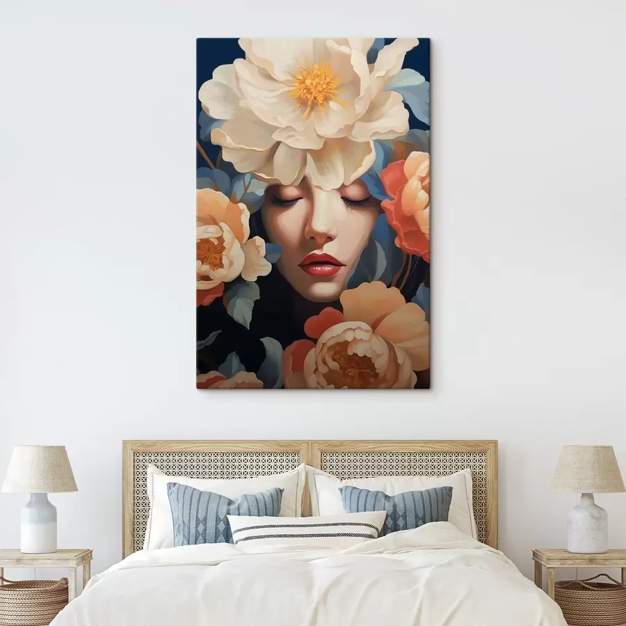 carta da parati Ritratto femminile con fiori nr. s42659