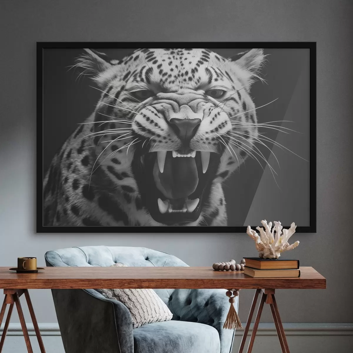 Poster Leopardo in stile bianco e nero f42646