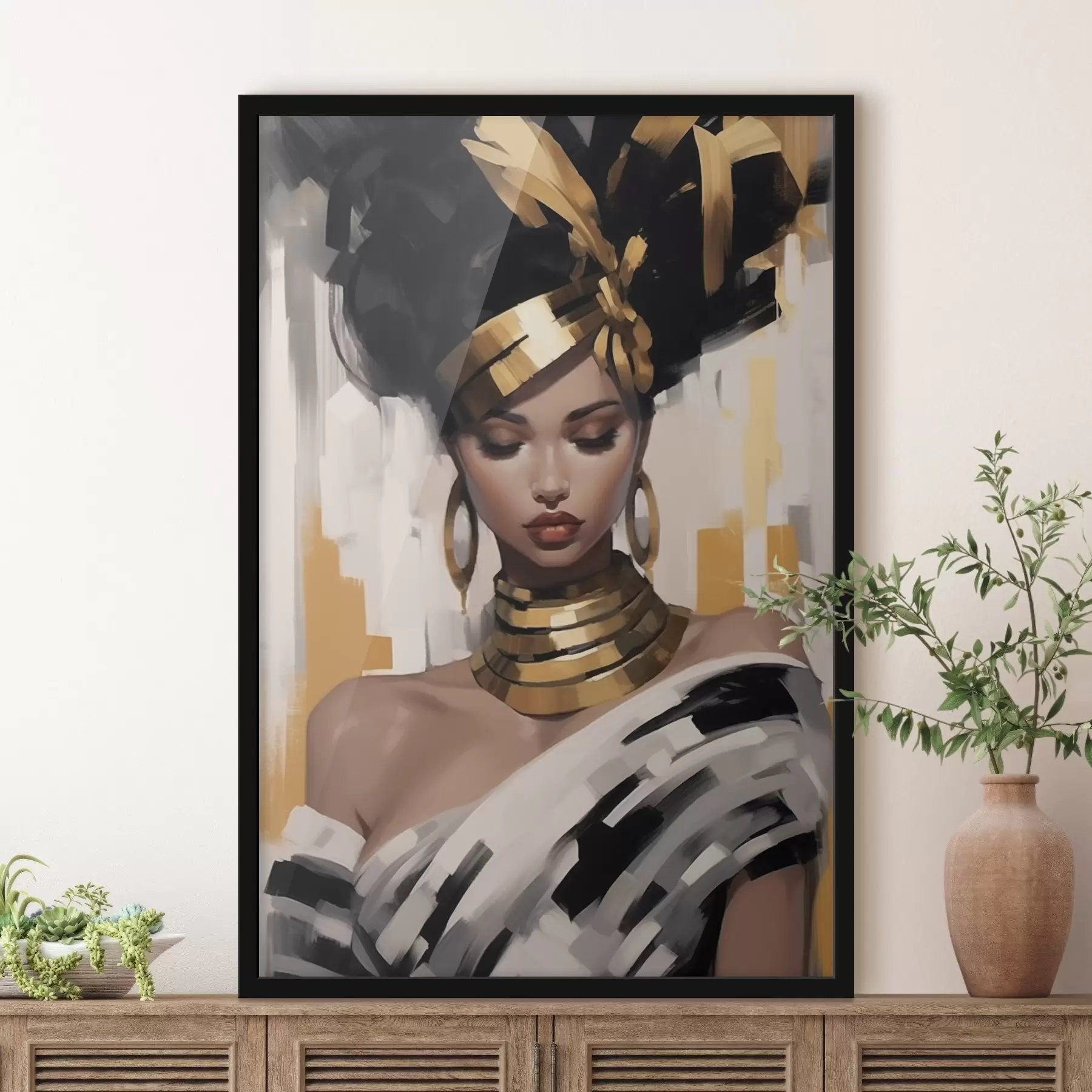 carta da parati Ritratto di donna con stile etnico moderno nr. f42648