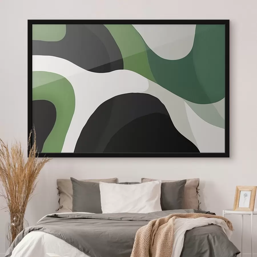 carta da parati Motivo geometrico astratto nei toni del verde e del nero nr. f42651