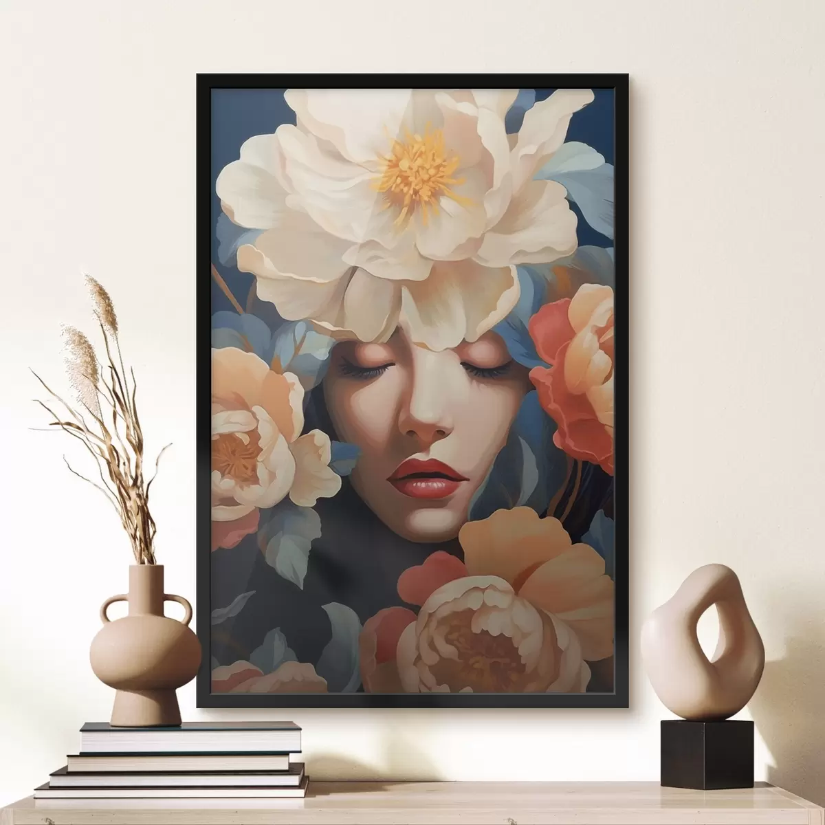 Poster Ritratto femminile con fiori f42659