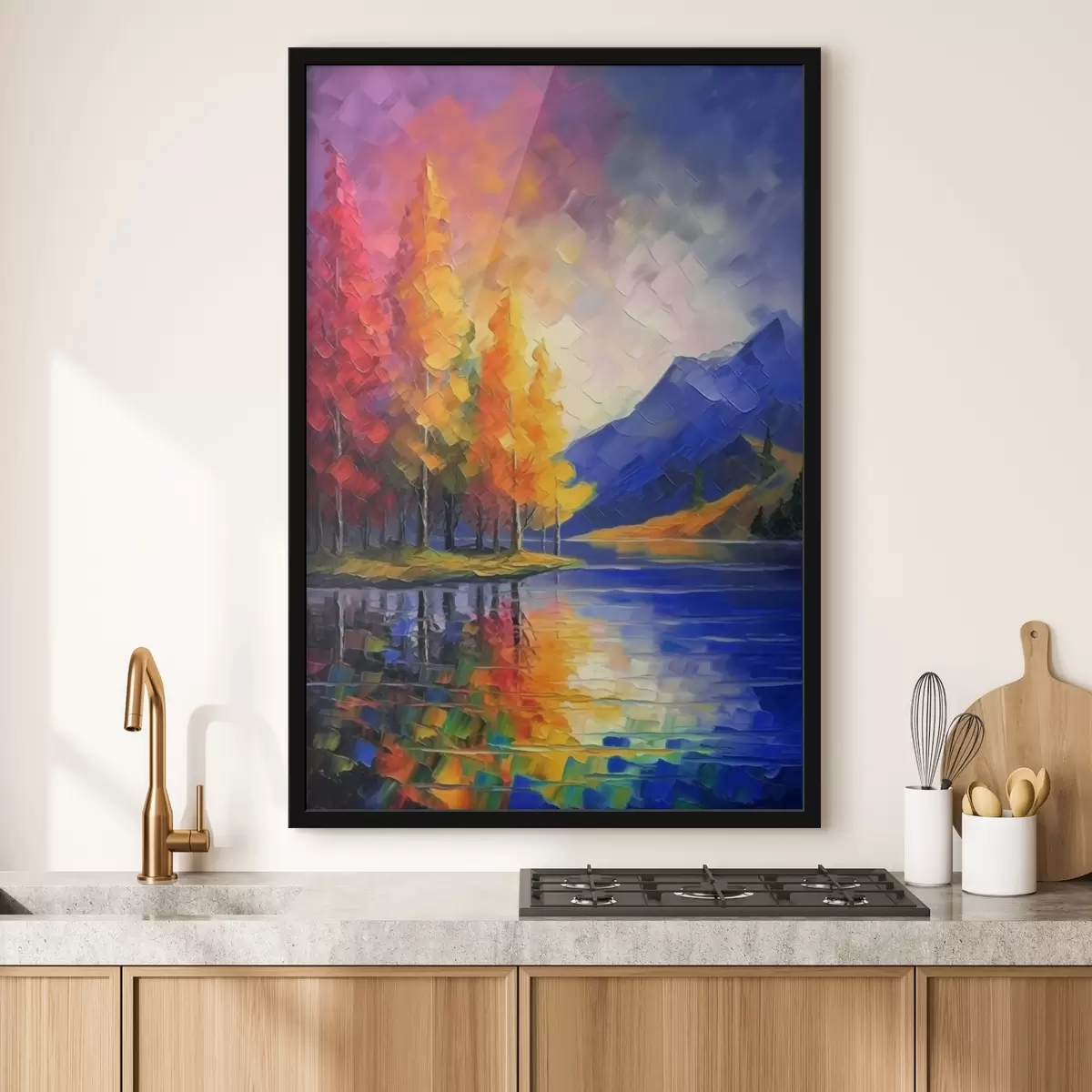 Poster Paesaggio autunnale con lago e montagne f42661