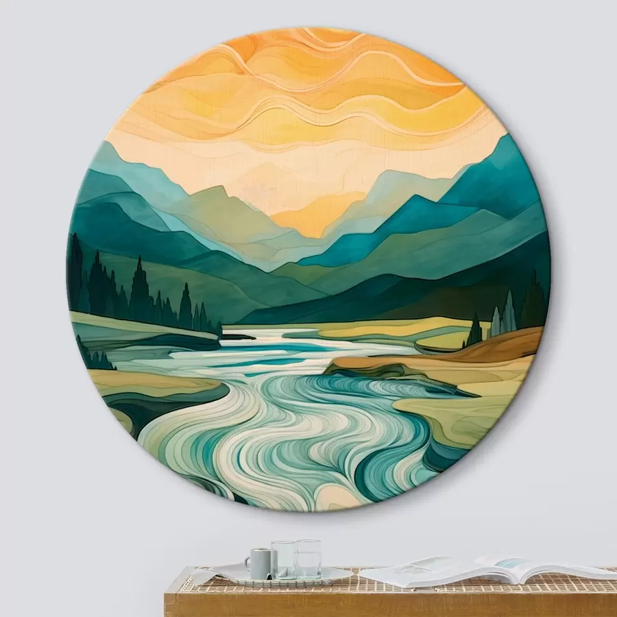 carta da parati Paesaggio con fiume in stile astratto nr. r42652