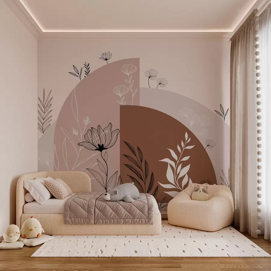 carta da parati Fiori e archi in stile boho nr. w02933