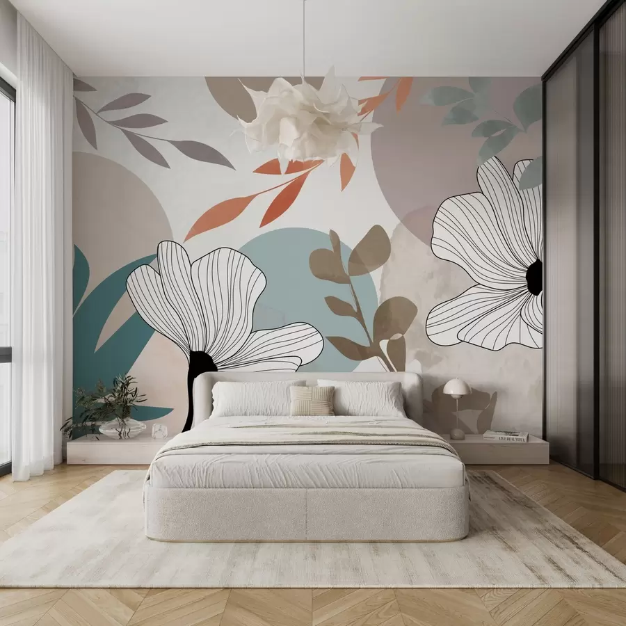 carta da parati Astrazione con fiori e piante nr. w02954