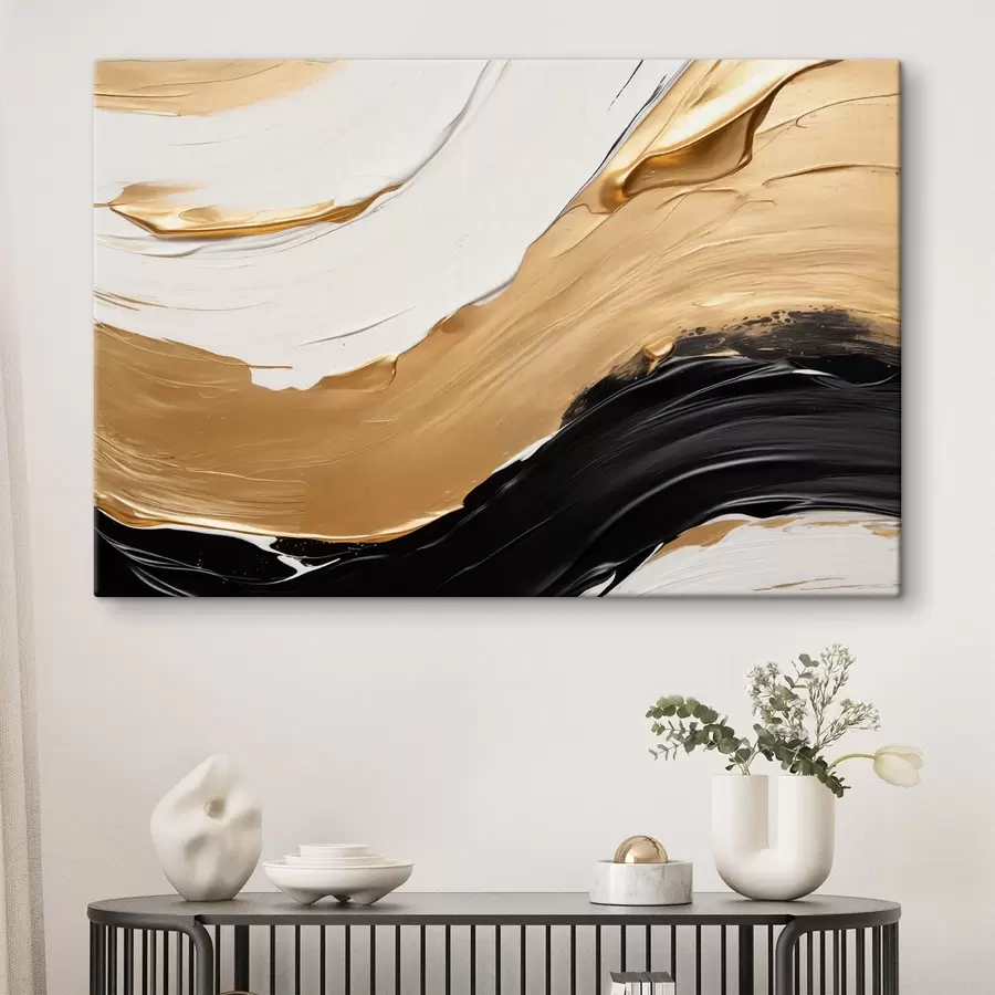 carta da parati Composizione astratta con audaci pennellate di pittura bianca, gialla e nera nr. s42717