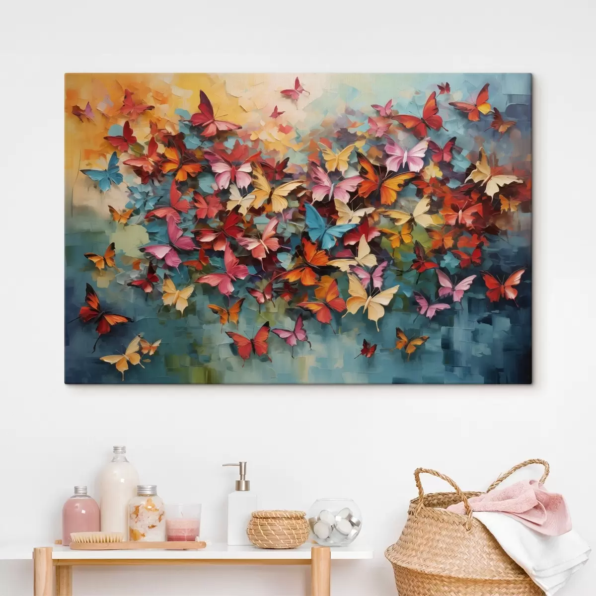 carta da parati Una vivace serie di farfalle in vari colori a imitazione della pittura a olio nr. s42728