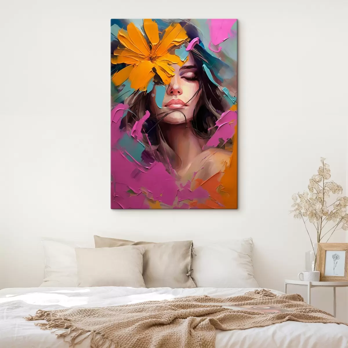 carta da parati Ritratto astratto di una ragazza con un fiore nr. s42748