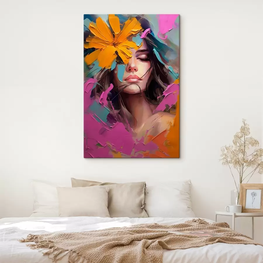 carta da parati Ritratto astratto di una ragazza con un fiore nr. s42748