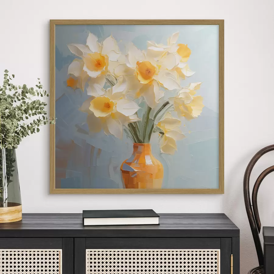 carta da parati Bouquet di narcisi in un vaso a imitazione di un dipinto nr. f42749