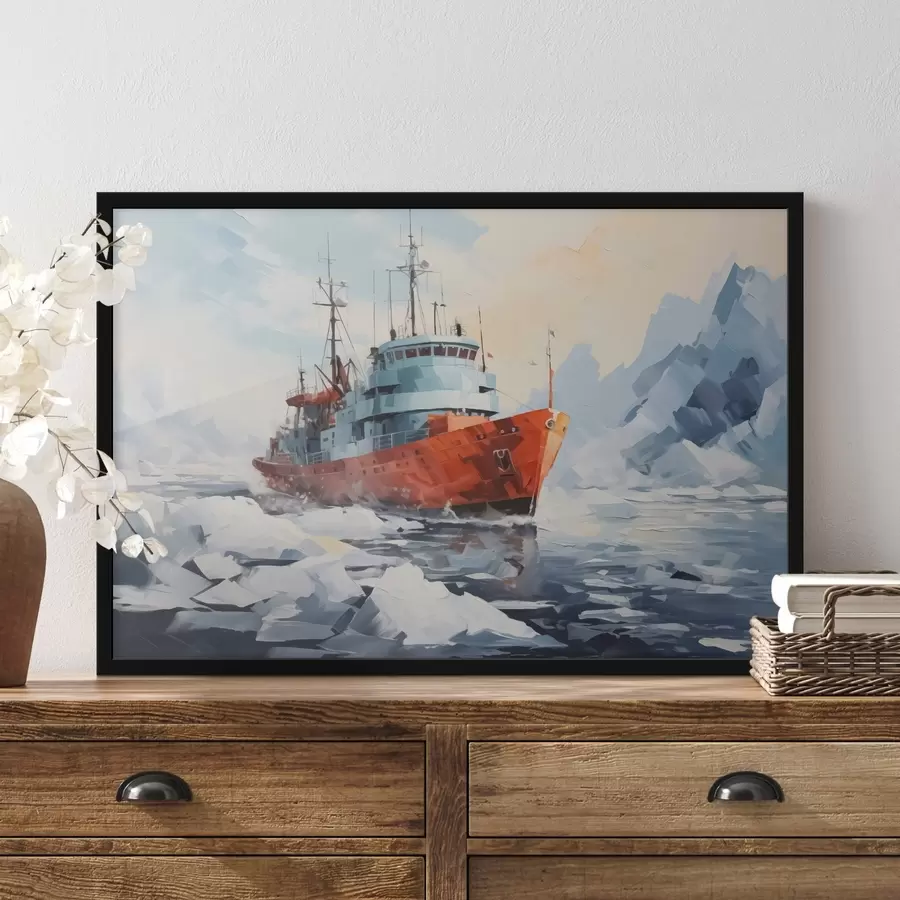 carta da parati Nave rossa tra i ghiacci nr. f42750
