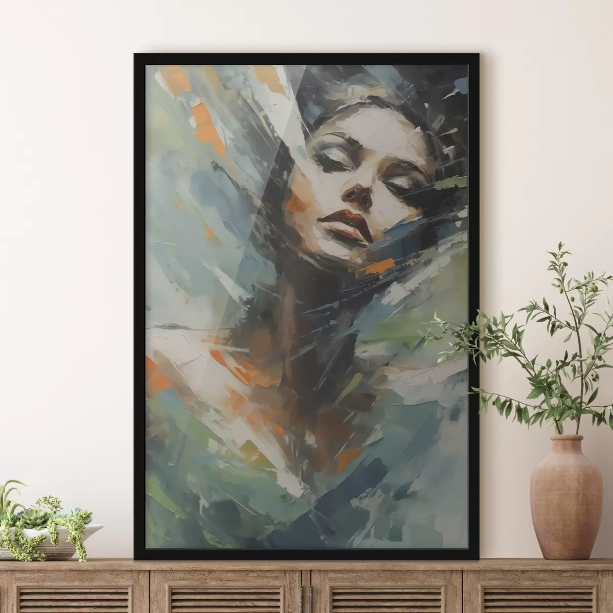Poster Ragazza che imita la pittura astratta f42751