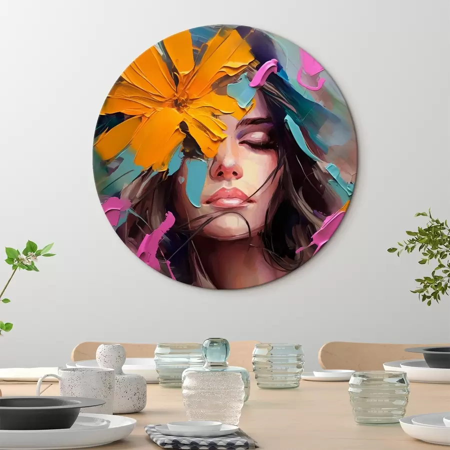 carta da parati Ritratto astratto di una ragazza con un fiore nr. r42748