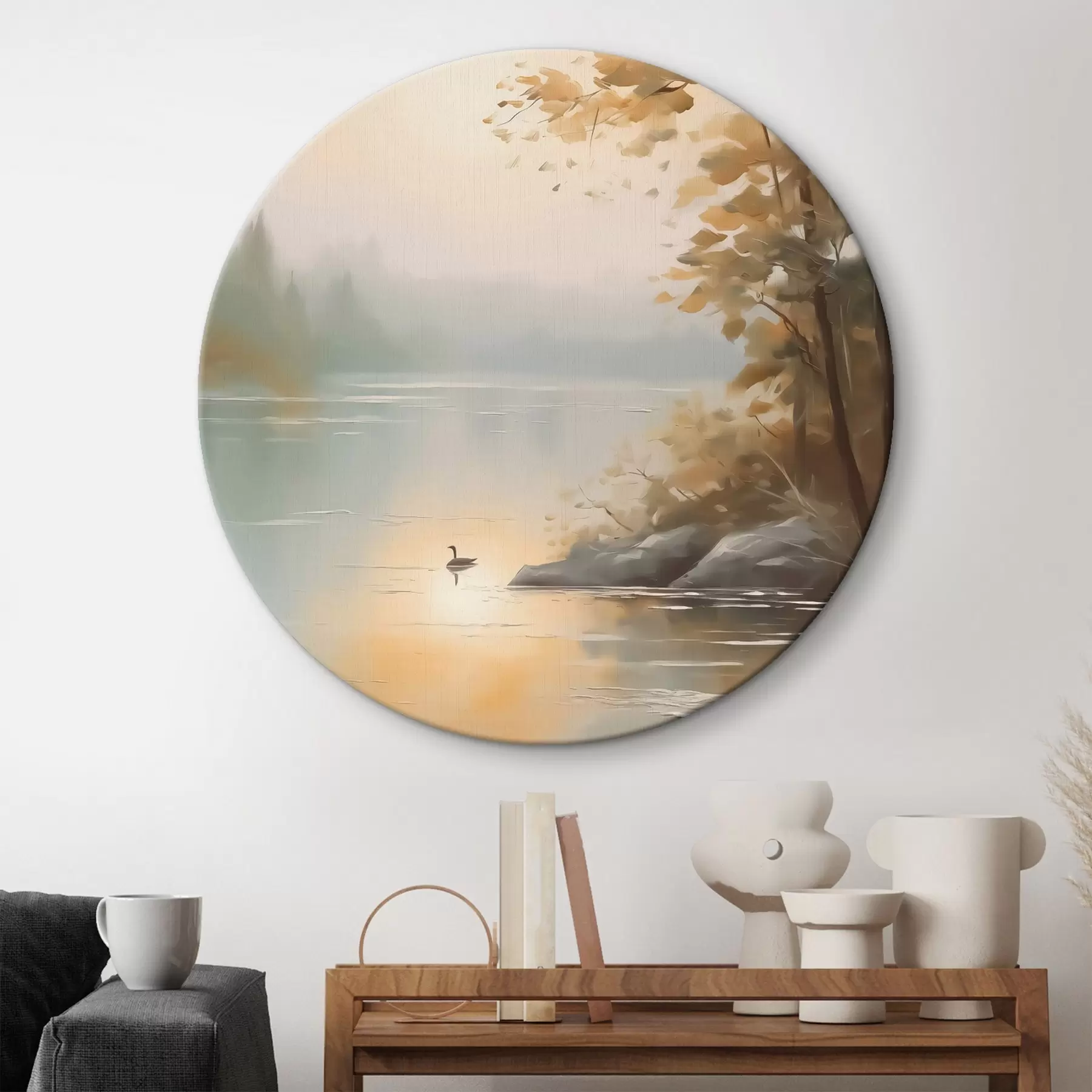 carta da parati Albero vicino al paesaggio dello stagno nr. r42757