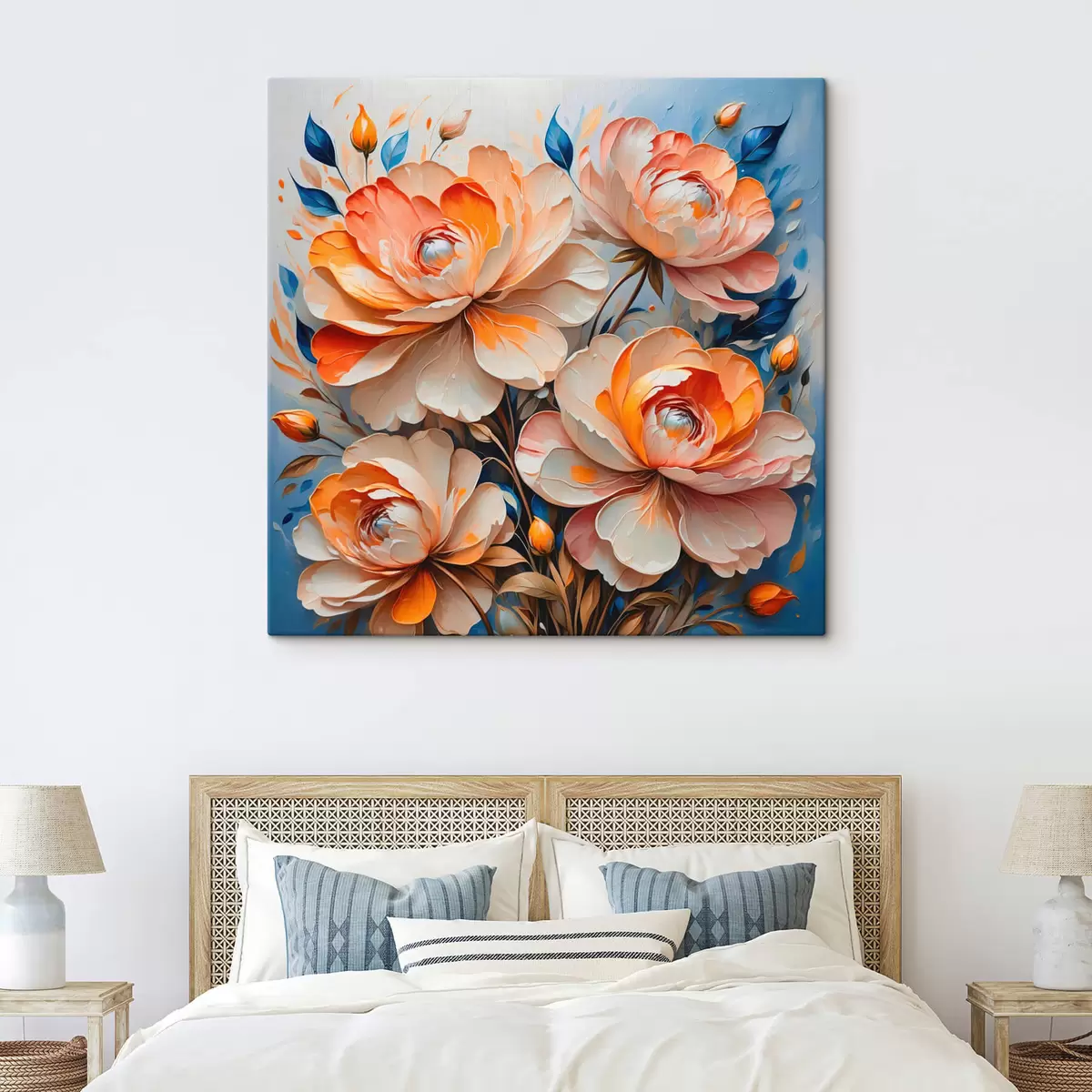 carta da parati Fiori su sfondo blu nr. s42709